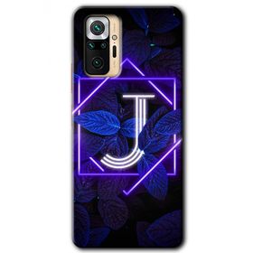 Xiaomi Redmi Note 10 Pro Dark Neon Yaprak J Harfi Baskılı Uyumlu Silikon Kılıf