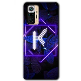 Xiaomi Redmi Note 10 Pro Dark Neon Yaprak K Harfi Baskılı Uyumlu Silikon Kılıf