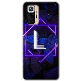 Xiaomi Redmi Note 10 Pro Dark Neon Yaprak L Harfi Baskılı Uyumlu Silikon Kılıf