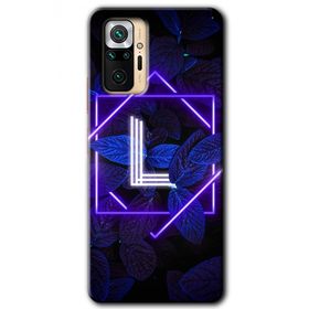 Xiaomi Redmi Note 10 Pro Dark Neon Yaprak L Harfi Baskılı Uyumlu Silikon Kılıf