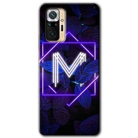Xiaomi Redmi Note 10 Pro Dark Neon Yaprak M Harfi Baskılı Uyumlu Silikon Kılıf