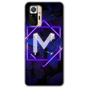 Xiaomi Redmi Note 10 Pro Dark Neon Yaprak M Harfi Baskılı Uyumlu Silikon Kılıf