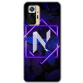 Xiaomi Redmi Note 10 Pro Dark Neon Yaprak N Harfi Baskılı Uyumlu Silikon Kılıf