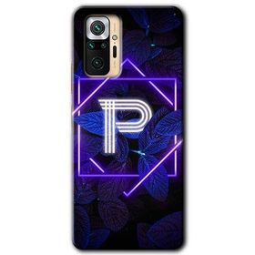Xiaomi Redmi Note 10 Pro Dark Neon Yaprak P Harfi Baskılı Uyumlu Silikon Kılıf