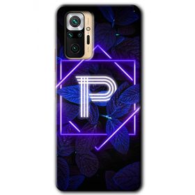 Xiaomi Redmi Note 10 Pro Dark Neon Yaprak P Harfi Baskılı Uyumlu Silikon Kılıf
