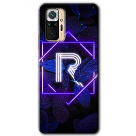 Xiaomi Redmi Note 10 Pro Dark Neon Yaprak R Harfi Baskılı Uyumlu Silikon Kılıf