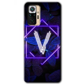 Xiaomi Redmi Note 10 Pro Dark Neon Yaprak V Harfi Baskılı Uyumlu Silikon Kılıf