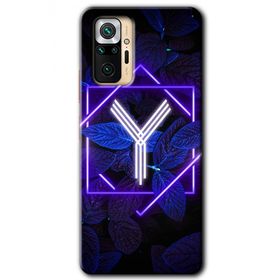 Xiaomi Redmi Note 10 Pro Dark Neon Yaprak Y Harfi Baskılı Uyumlu Silikon Kılıf