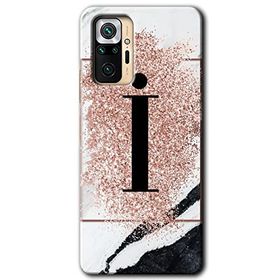 Xiaomi Redmi Note 10 Pro Pembe Mermer Desenli İ Harfi Baskılı Uyumlu Silikon Kılıf