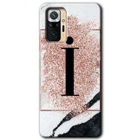 Xiaomi Redmi Note 10 Pro Pembe Mermer Desenli İ Harfi Baskılı Uyumlu Silikon Kılıf