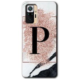 Xiaomi Redmi Note 10 Pro Pembe Mermer Desenli P Harfi Baskılı Uyumlu Silikon Kılıf