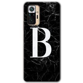 Xiaomi Redmi Note 10 Pro Siyah Mermer Desenli B Harfi Baskılı Uyumlu Silikon Kılıf
