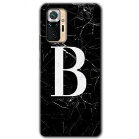 Xiaomi Redmi Note 10 Pro Siyah Mermer Desenli B Harfi Baskılı Uyumlu Silikon Kılıf