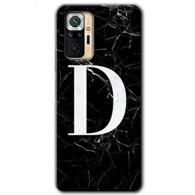 Xiaomi Redmi Note 10 Pro Siyah Mermer Desenli D Harfi Baskılı Uyumlu Silikon Kılıf