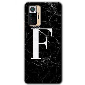 Xiaomi Redmi Note 10 Pro Siyah Mermer Desenli F Harfi Baskılı Uyumlu Silikon Kılıf