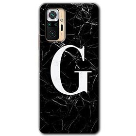 Xiaomi Redmi Note 10 Pro Siyah Mermer Desenli G Harfi Baskılı Uyumlu Silikon Kılıf