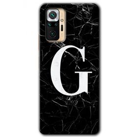 Xiaomi Redmi Note 10 Pro Siyah Mermer Desenli G Harfi Baskılı Uyumlu Silikon Kılıf