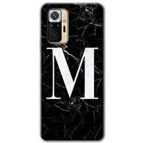 Xiaomi Redmi Note 10 Pro Siyah Mermer Desenli M Harfi Baskılı Uyumlu Silikon Kılıf