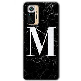 Xiaomi Redmi Note 10 Pro Siyah Mermer Desenli M Harfi Baskılı Uyumlu Silikon Kılıf