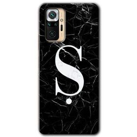 Xiaomi Redmi Note 10 Pro Siyah Mermer Desenli S Harfi Baskılı Uyumlu Silikon Kılıf