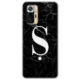 Xiaomi Redmi Note 10 Pro Siyah Mermer Desenli S Harfi Baskılı Uyumlu Silikon Kılıf