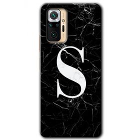 Xiaomi Redmi Note 10 Pro Siyah Mermer Desenli S Harfi Baskılı Uyumlu Silikon Kılıf