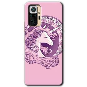 Xiaomi Redmi Note 10 Pro Unicorn Pembe Baskılı Uyumlu Silikon Kılıf