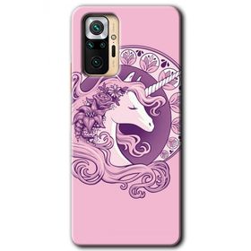 Xiaomi Redmi Note 10 Pro Unicorn Pembe Baskılı Uyumlu Silikon Kılıf