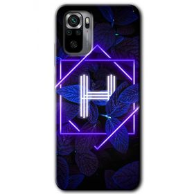 Xiaomi Redmi Note 10S Dark Neon Yaprak H Harfi Baskılı Uyumlu Silikon Kılıf