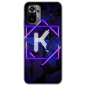 Xiaomi Redmi Note 10S Dark Neon Yaprak K Harfi Baskılı Uyumlu Silikon Kılıf