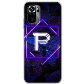 Xiaomi Redmi Note 10S Dark Neon Yaprak P Harfi Baskılı Uyumlu Silikon Kılıf