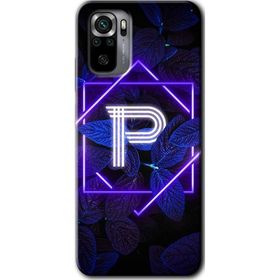 Xiaomi Redmi Note 10S Dark Neon Yaprak P Harfi Baskılı Uyumlu Silikon Kılıf