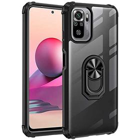 Xiaomi Redmi Note 10s Kılıf Standlı Arkası Şeffaf Kenarları Airbag Kapak - Siyah