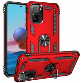 Xiaomi Redmi Note 10s Kılıf Zırhlı Standlı Mıknatıslı Tank Kapak - Kırmızı