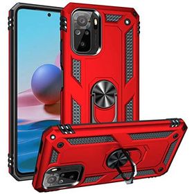 Xiaomi Redmi Note 10s Kılıf Zırhlı Standlı Mıknatıslı Tank Kapak - Kırmızı