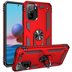 Xiaomi Redmi Note 10s Kılıf Zırhlı Standlı Mıknatıslı Tank Kapak - Kırmızı