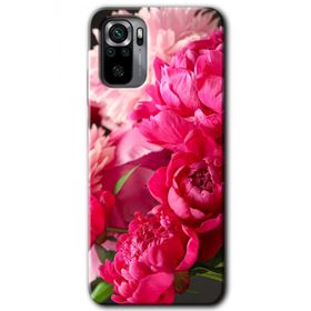 Xiaomi Redmi Note 10S Kırmızı Beyaz Gül Baskılı Uyumlu Silikon Kılıf