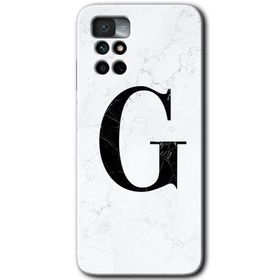 Xiaomi Redmi Note 11 4G Beyaz Mermer Desenli G Harfi Baskılı Uyumlu Silikon Kılıf