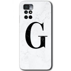 Xiaomi Redmi Note 11 4G Beyaz Mermer Desenli G Harfi Baskılı Uyumlu Silikon Kılıf