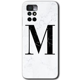Xiaomi Redmi Note 11 4G Beyaz Mermer Desenli M Harfi Baskılı Uyumlu Silikon Kılıf