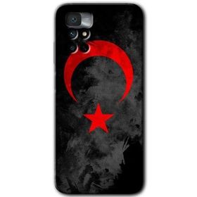 Xiaomi Redmi Note 11 4G Black Ayyıldız Baskılı Uyumlu Silikon Kılıf