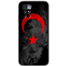 Xiaomi Redmi Note 11 4G Black Ayyıldız Baskılı Uyumlu Silikon Kılıf
