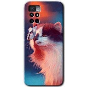 Xiaomi Redmi Note 11 4G Cat Butterfly Baskılı Uyumlu Silikon Kılıf