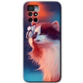 Xiaomi Redmi Note 11 4G Cat Butterfly Baskılı Uyumlu Silikon Kılıf