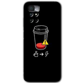 Xiaomi Redmi Note 11 4G Coffee Battery Baskılı Uyumlu Silikon Kılıf