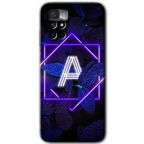 Xiaomi Redmi Note 11 4G Dark Neon Yaprak A Harfi Baskılı Uyumlu Silikon Kılıf