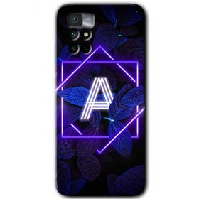 Xiaomi Redmi Note 11 4G Dark Neon Yaprak A Harfi Baskılı Uyumlu Silikon Kılıf