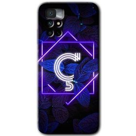 Xiaomi Redmi Note 11 4G Dark Neon Yaprak C Harfi Baskılı Uyumlu Silikon Kılıf