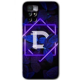 Xiaomi Redmi Note 11 4G Dark Neon Yaprak D Harfi Baskılı Uyumlu Silikon Kılıf