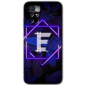 Xiaomi Redmi Note 11 4G Dark Neon Yaprak E Harfi Baskılı Uyumlu Silikon Kılıf